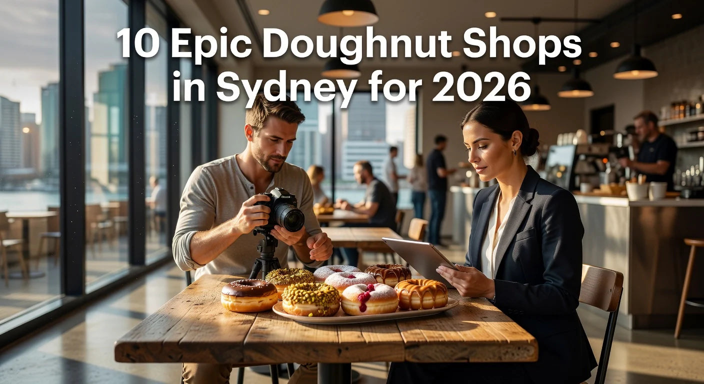 Professional header image for list-based article: 10 Epic Doughnut Shops in Sydney for 2026