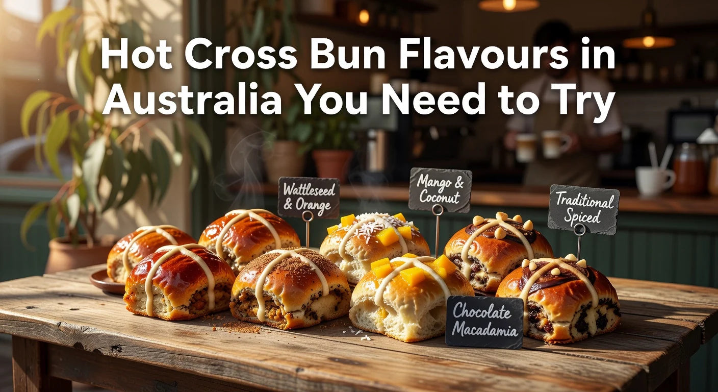 Professional header image for list-based article: Hot Cross Bun Flavours in Australia You Need to Try