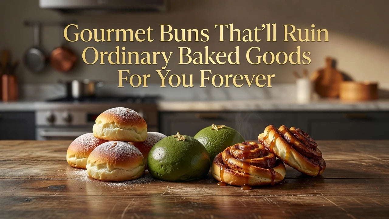 Professional header image for list-based article: Gourmet Buns That'll Ruin Ordinary Baked Goods For You Fo...