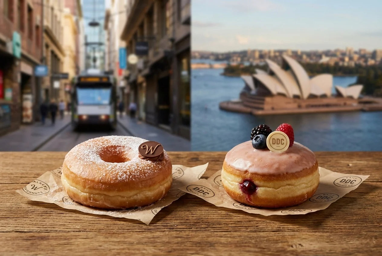 Professional header image for comparison analysis: Walker's Doughnuts Elizabeth Street vs. Daily Dough Co.: ...